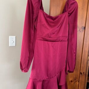 Lovely Day Wine Long Sleeve Dress